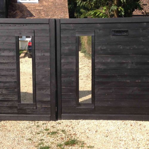 Flat Top windowed Double Sliding Gates (does not include glass)